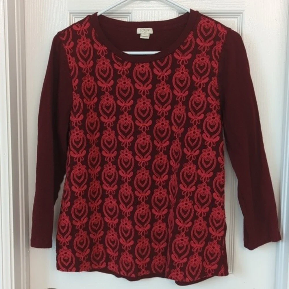J Crew Women's long sleeve shirt L front soutache